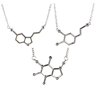 MOLECULE CHARM NECKLACE Biochemistry Biochem Pendant Serotonin Dopamine Caffeine