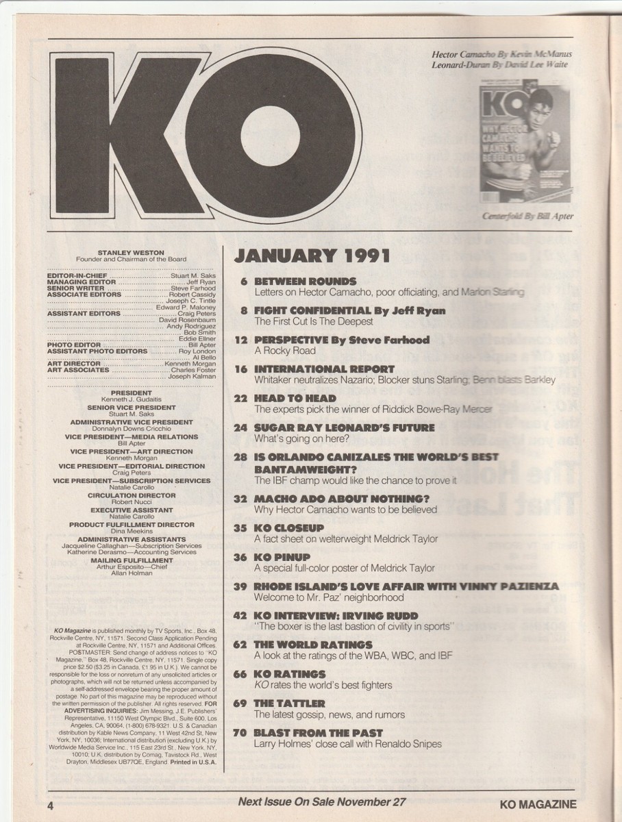 KO The Knockout Boxing Magazine 1991年号 １月号-１２月号。 KO The Knockout Boxing Magazine December 1991: Peter King