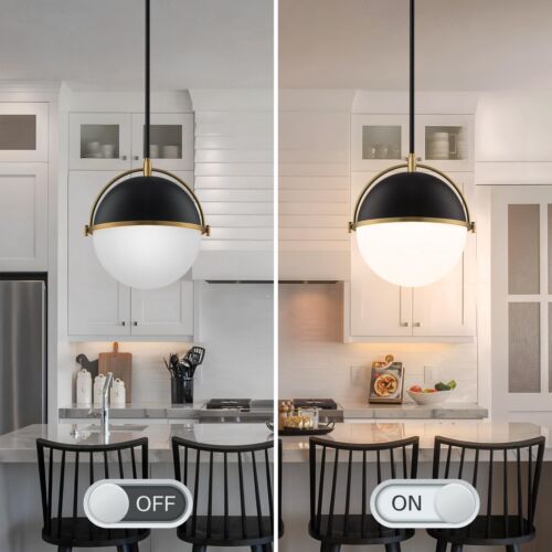 Black and Gold Pendant Light Fixtures, 11.4“ Pendant Lights Kitchen Island - Picture 4 of 9