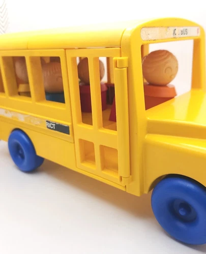 Vintage Tuppertoys Yellow School Bus 1980s With 5 Figures Playset Used Toy Lot
