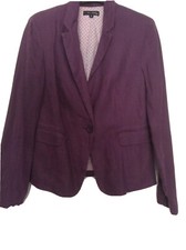 Women’s Jacket Purple Size 10 Linen With Cotton Lining Bc Clothing Great Conditi