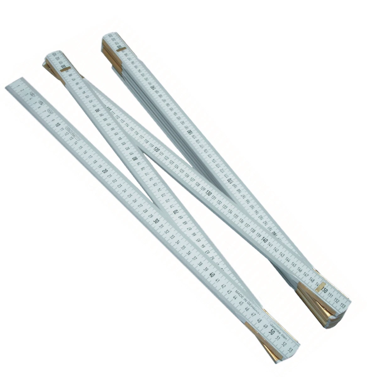 DEWEPRO Gliedermaßstab 3m Aus Hartholz - Weißer Zollstock Mit Duplexteilung