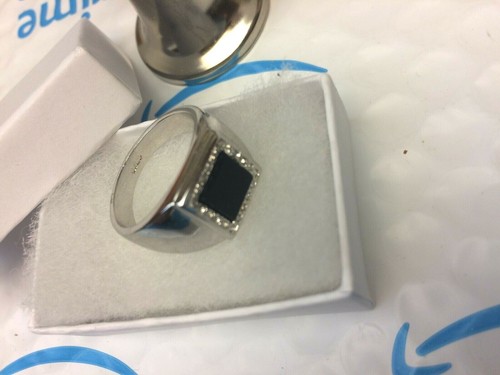 BRAND NEW - UNISEX Square Black Onyx Rhinestones Ring, Sz.11 ( in Gift Box ) - Picture 2 of 4