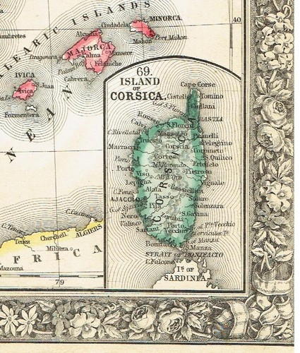 1860 Mitchell's Antique Map of France Spain Portugal Corsica Switzerland Cantons - Picture 3 of 5