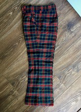 NOS JACK TAR VTG 1960s BOYS Blue TARTAN PLAID Pants BELL BOTTOMS Sz 8-10 Wool 