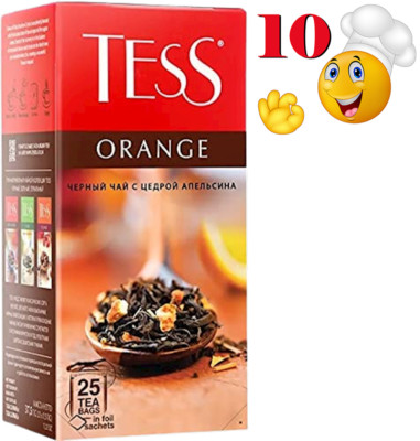 Tess Black Tea ORANGE PEELS 10 Boxes X 25 Tea Bags Made in Russia NO-GMO