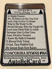 Schulmerich Carillons AutoBelCard CONCORDIA HYMNS 964 Card