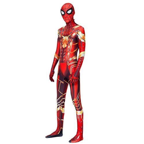 For Adult & Kids Golden Iron Spider-Man Cosplay Costume Superhero Zentai Suit - Picture 22 of 22