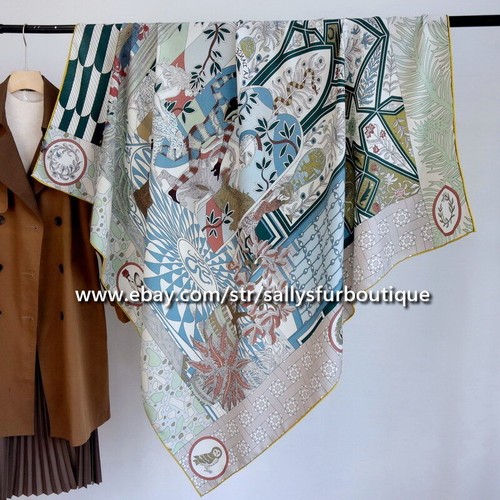 Sallys Boutique 70% Cashmere 30% Silk Wrap Scarf Aztec Print 2 Face Shawl 53" - Picture 8 of 48
