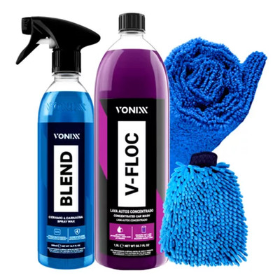 Vonixx Combo V-floc Automotive Shampoo + Liquid Blend Wax + glove + fiber towel
