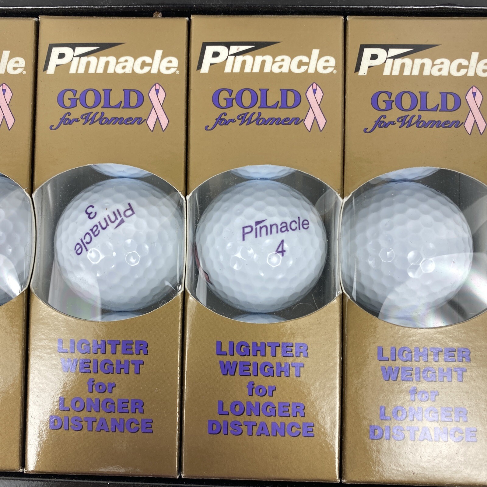 Pinnacle Gold Golf Ball For Women Pink Breast Cancer Ribbon 1 Pack of 3