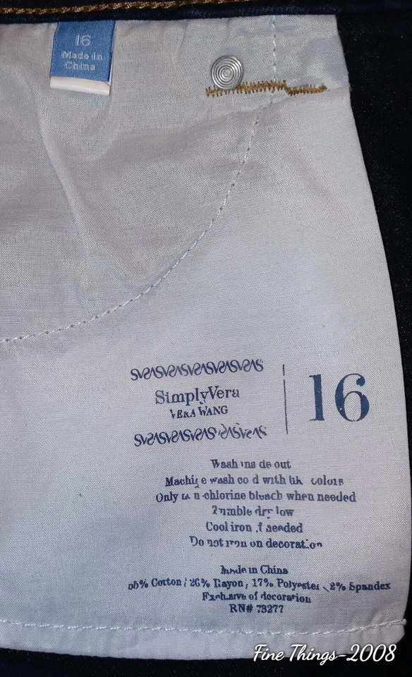 Shorts jeans feminino tamanho 16 5 polegadas costura interna simplesmente Vera Wang cintura alta em excelente estado usado   - Imagem 3 de 3