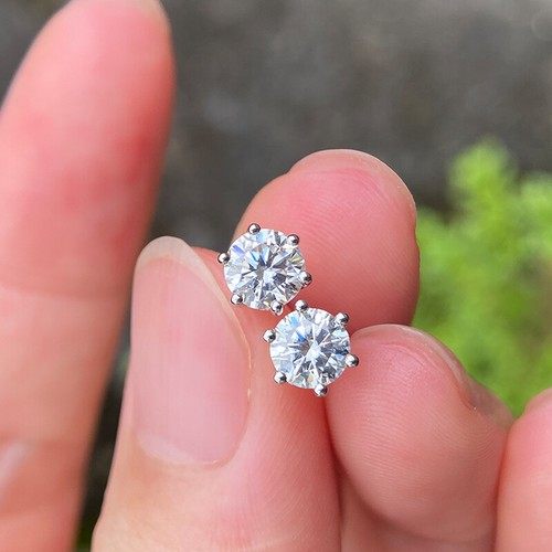 Orecchini a perno D VVS1 moissanite argento 925 6 punte 5-8 mm GRA certificato pronto regalo - Foto 6 di 13