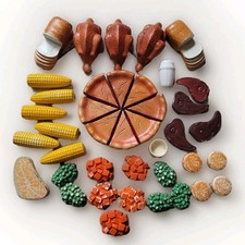 Vintage Realistic Play Food Lot - Thanksgiving Holiday Dinner Set - 40 Pieces