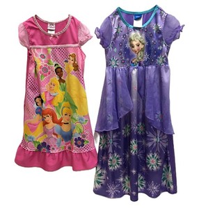 Disney Princess Nightgowns Lot of 2 Purple Elsa Pink Classic Girls Size 6 VTG