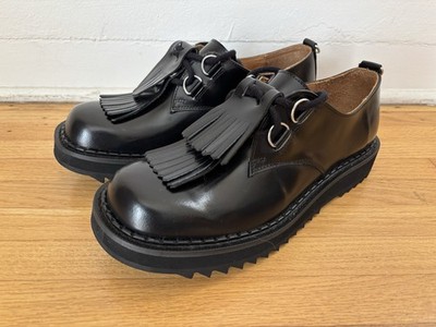 GEORGE COX BUMP TOE DERBY BLACK LEATHER KILTIE RIPPLE SOLE UK 8 US