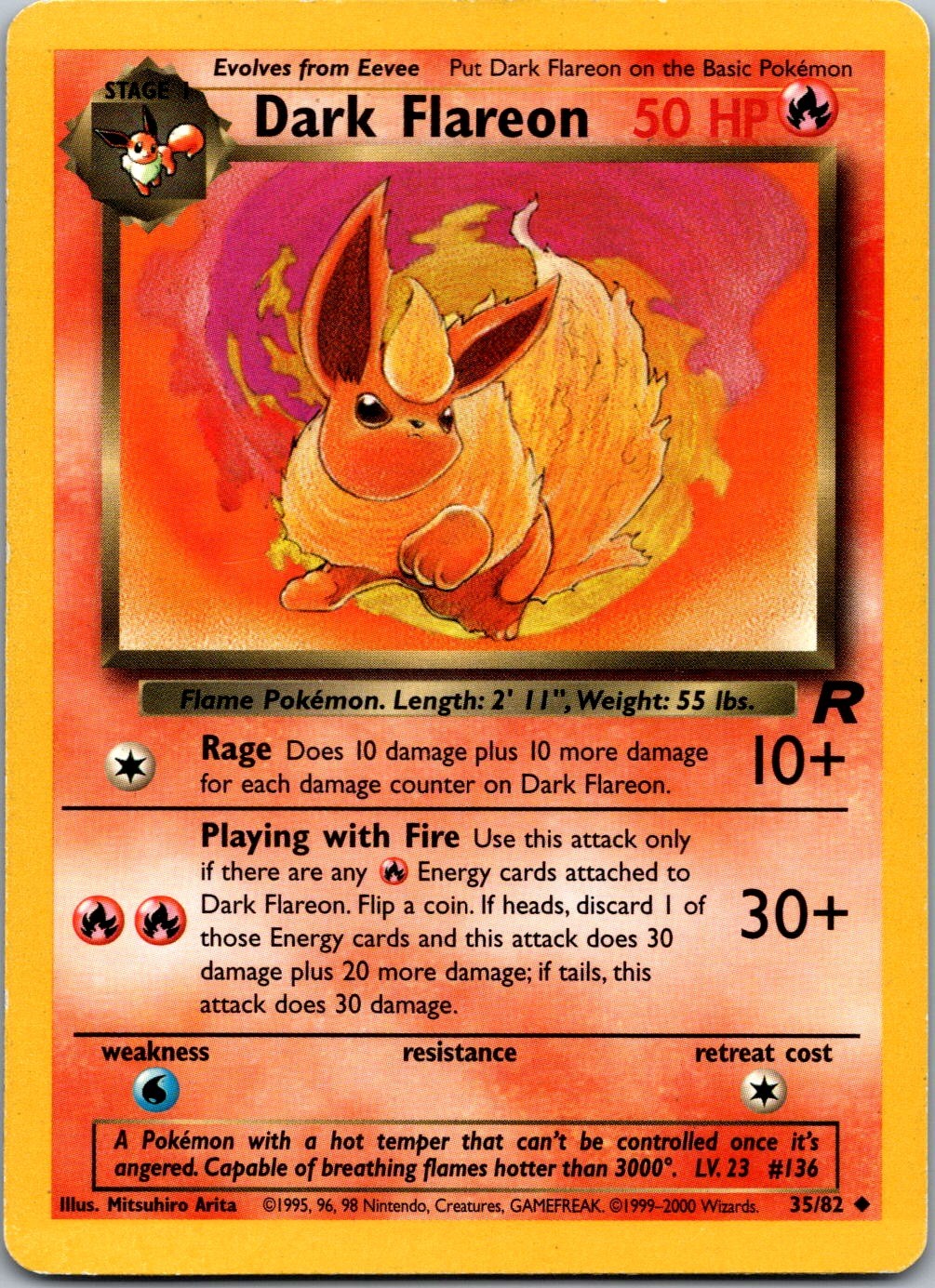 Dark Flareon 35/82 Team Rocket Uncommon Unlimited NM