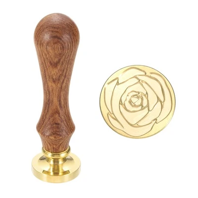 Cachet à cire vintage, tête en laiton 25mm et manche en bois, pour Rose04 - Photo 1/4