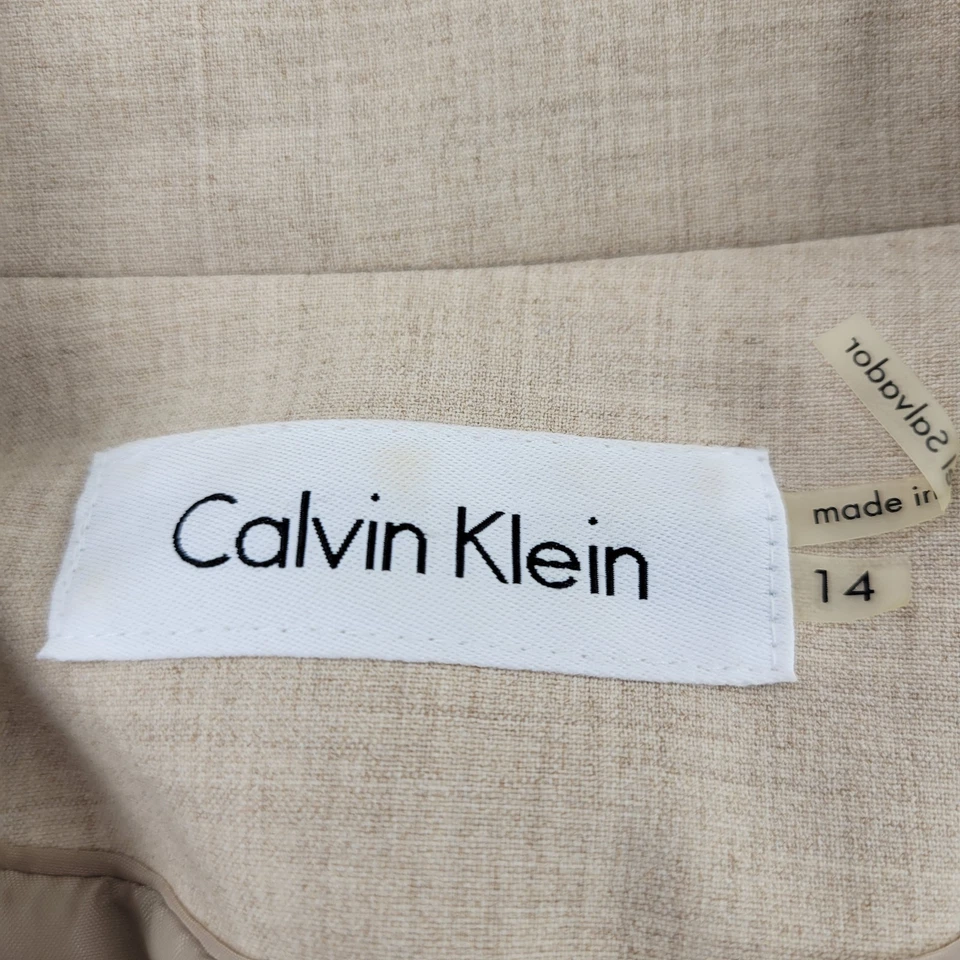 Blazer Calvin Klein Mujer 14 Beige Performance Botón Manga Larga Foto 3 de 4