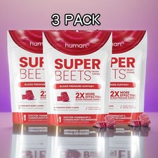 3 PACK Humann SuperBeets Heart Chews: Nitric Oxide  Blood Pressure Support,180