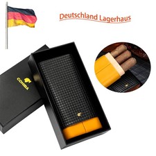 Leder Zeder Holz 3 Tube Travel Zigarrenetui Humidor Geschenkbox Schwarz & Gelb