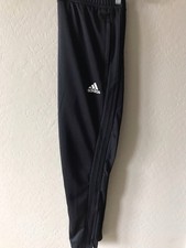 Size L LARGE ADIDAS Sweatpants Mens Black Stretch Ankle Zip Drawstring