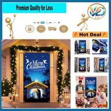 Nativity Christmas Door Cover Decorations 71x35 Inch Fabric Religious Scene