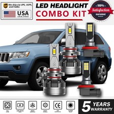 For Jeep Grand Cherokee 2011-2018 4x Led Headlight Fog Lights Bulbs Combo Kit For Jeep Grand Cherokee 2011-2018 4x Led Headlight Fog Lights Bulbs Combo Kit