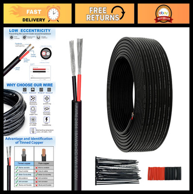18 Gauge 2 Conductor Electrical Wire 50ft Low Voltage Stranded Copper Cable DC 5