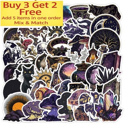 50pcs Waterproof Vinyl Stickers Dark Magic Witch Luggage Phone Laptop Car Window