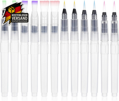 Aquarellpinsel Set mit Tank 12 Stück wasserfest, flexibel, für Hobby & Profi
