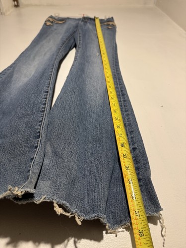 Parasuco Jeans RARE Leather Embroidered Tribal Vintage Y2K Flare Jeans Size 26 - Picture 9 of 10