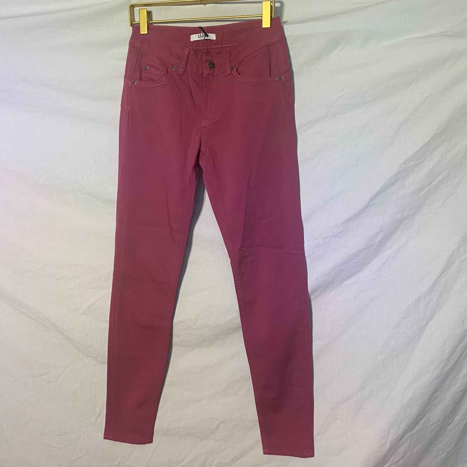 Liu Jo Jeans Bottom Up Skinny Pants Geranio Pink WXX032 T7978 Womens Size 27 NEW