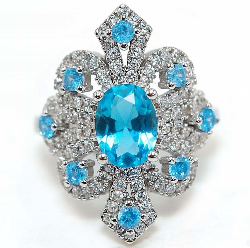 3CT Heat Treated Blue Topaz 925 Sterling Silver Ring Jewelry Sz 8 PC13-6