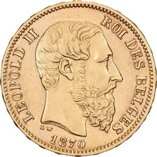 [#1512313] Belgium, Leopold II, 20 Francs, 1870, Brussels, Gold, MS, KM:37