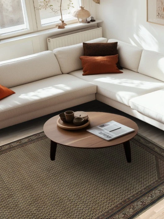 Alfombra clásica hecha a mano de cachemira 6x9 con sofisticado diseño de borde alfombra Foto 2 de 4