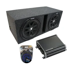 Universal Car Stereo Vented Port Dual 12" Kicker Comp C12 Sub Box & CXA800.1 Amp