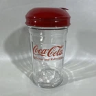 Vintage 1992 COCA-COLA Glass Sugar Shaker Red Metal Lid EUC