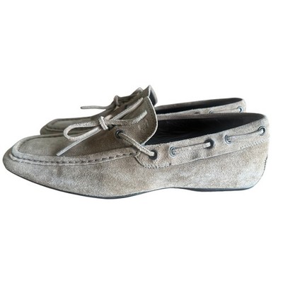 Tod's Mens 8 Tan Suede Gommino Moccasins Lace Up Loafers Made in Italy