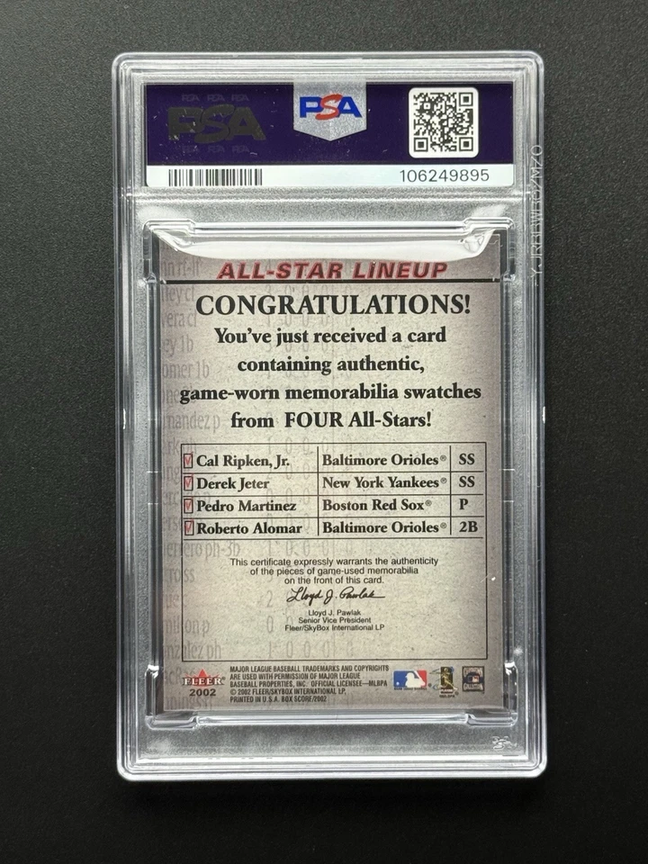 Fleer Box Score All-star Line Up 2002 Ripken/jeter/martinez/alomar PSA 6 Foto 2 de 2