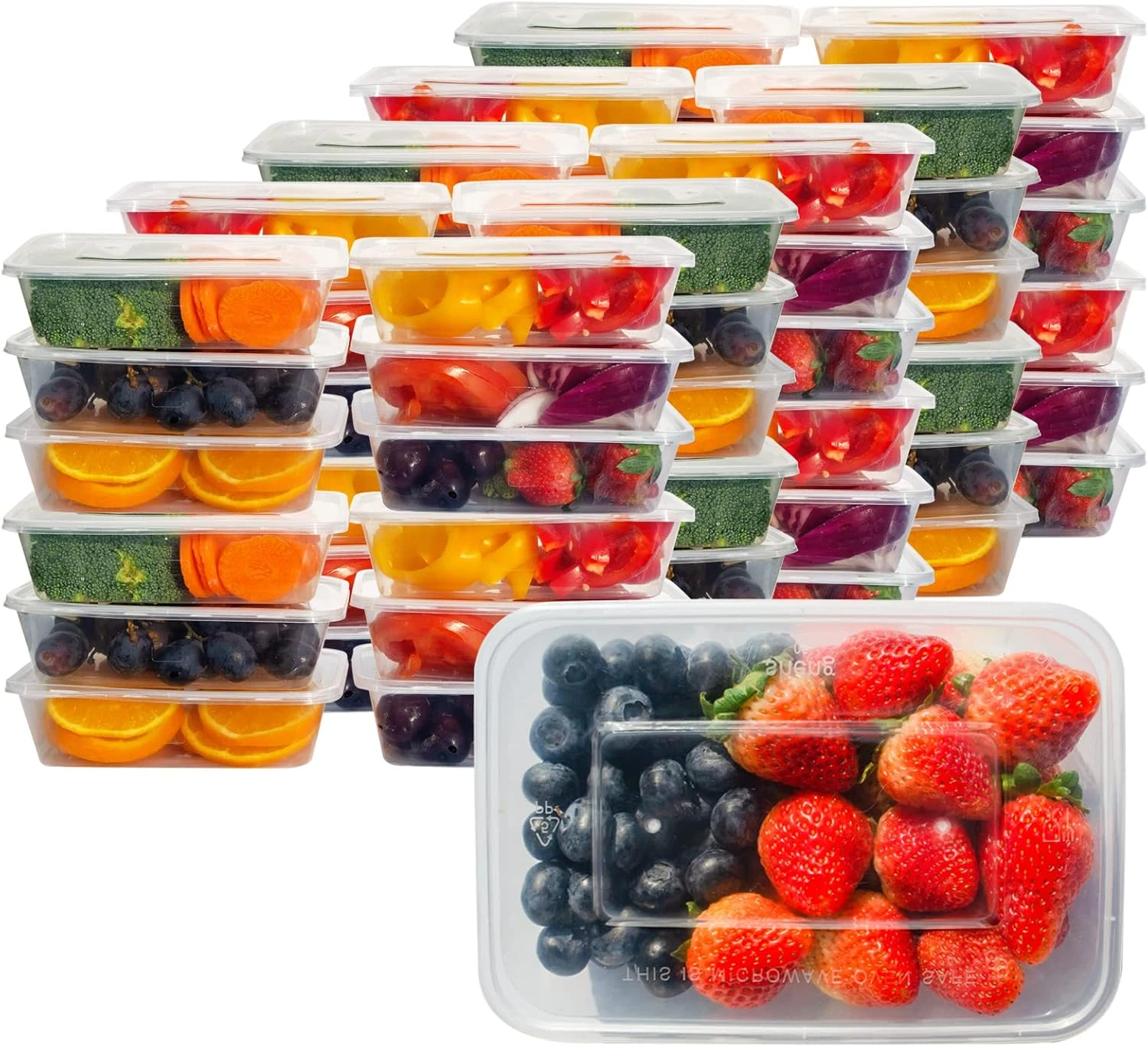17Oz Disposable Food Container Box with Lids, 50 Sets Stackable Clear Plastic Fo