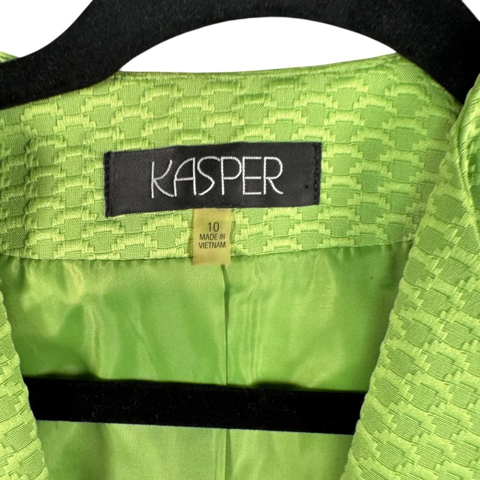 Lime Green Textured Blazer Womens 10 Statement Single-Button Workwear - Image 2 of 4