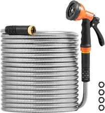 VEVOR Garden Hose Metal 50FT Heavy Duty Stainless Steel Water Hose, Flexible