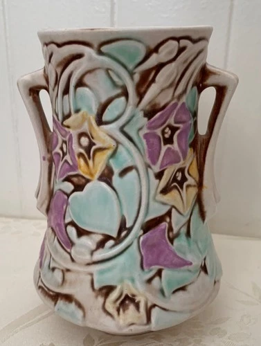 Beautiful 1935 Art Deco Roseville Pottery Morning Glory Vase 6 1/4" EXCELLENT