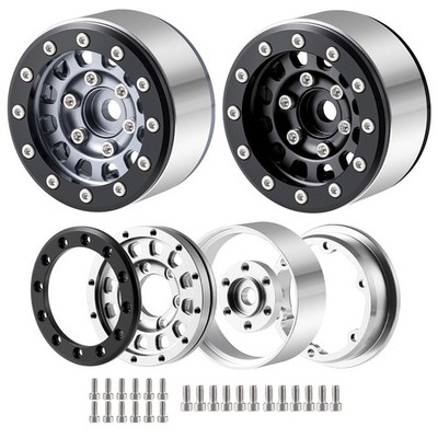 4PCS 1.55'' Beadlock Wheels Aluminum CNC Wheels Rims For 1/18 Axial Capra UTB18