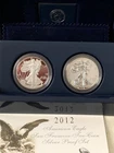 2012 US Mint American Silver Eagle Proof & Reverse Proof 2 Coin Set w/ Box & COA