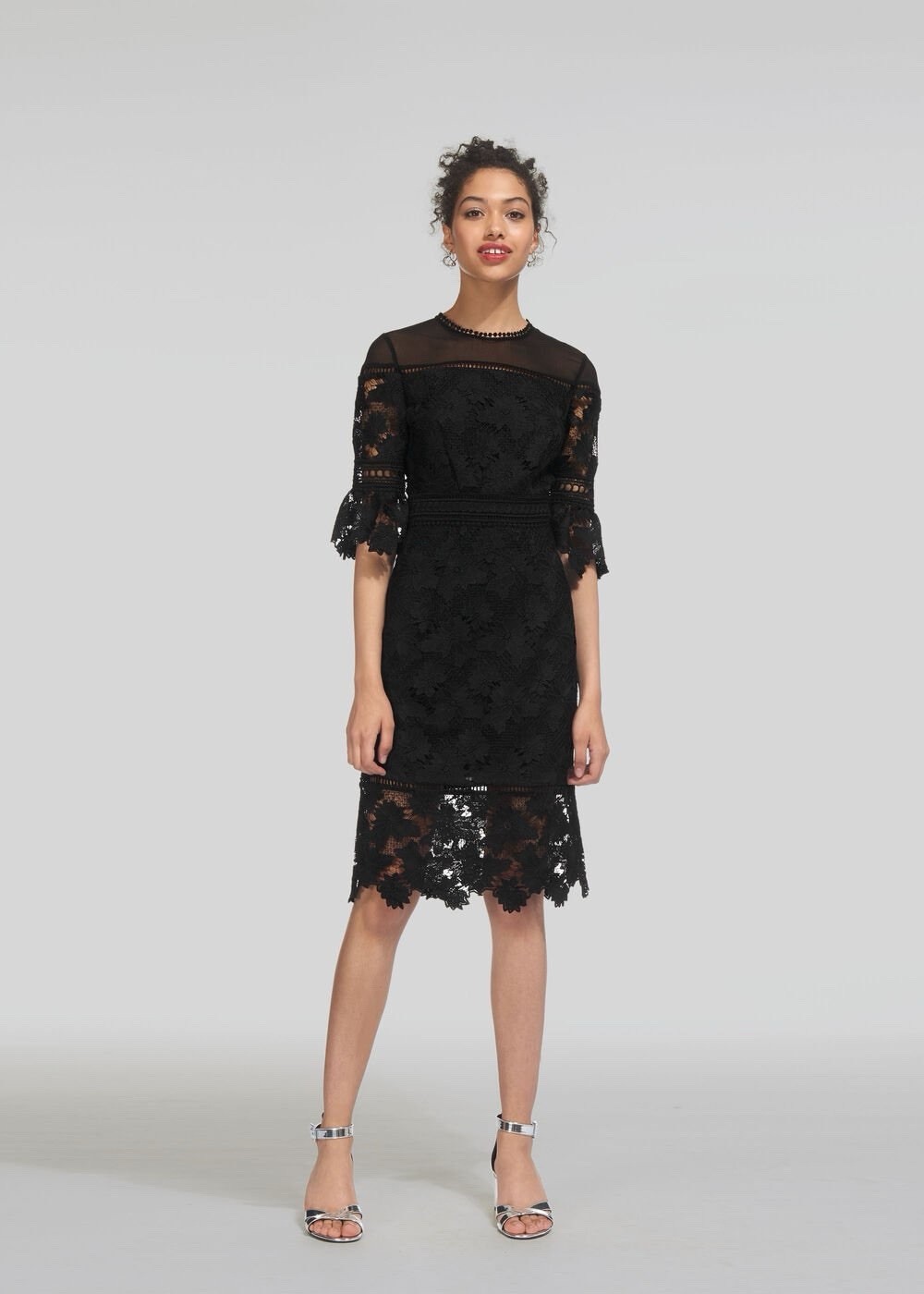 Whistles Amanda Black Lace Dress Women’s Size 6 Cocktail Whimsygoth Knee Length