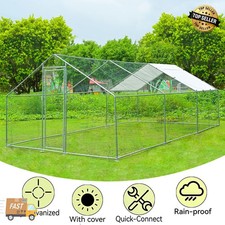 20X10FT Chicken Coop Run Cage Outdoor Large Metal Pet Playpen Enclosures w/Cover