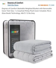 Degrees of Comfort Weighted Blanket Twin Size, 12 Pounds, Gray