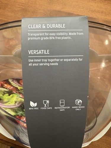 New Clear Plastic Serving Salad Multipurpose Bowl Ice Chiller with Lid BPA Free - Picture 3 of 3